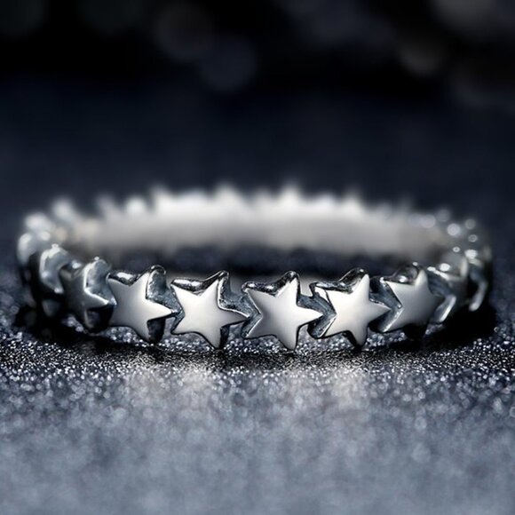Star Connected Cute Sweet Silver Star Ring for Women, VIP133 - Picture 1 of 4